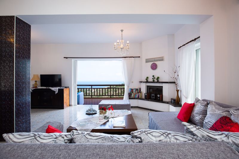 Ekaterini VIP Villa living room with sea view